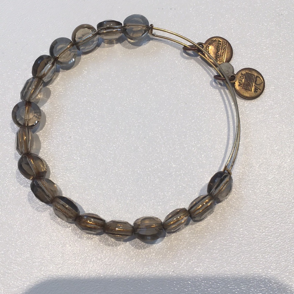 Alex and Ani Gold and Smokey Beaded Bangle